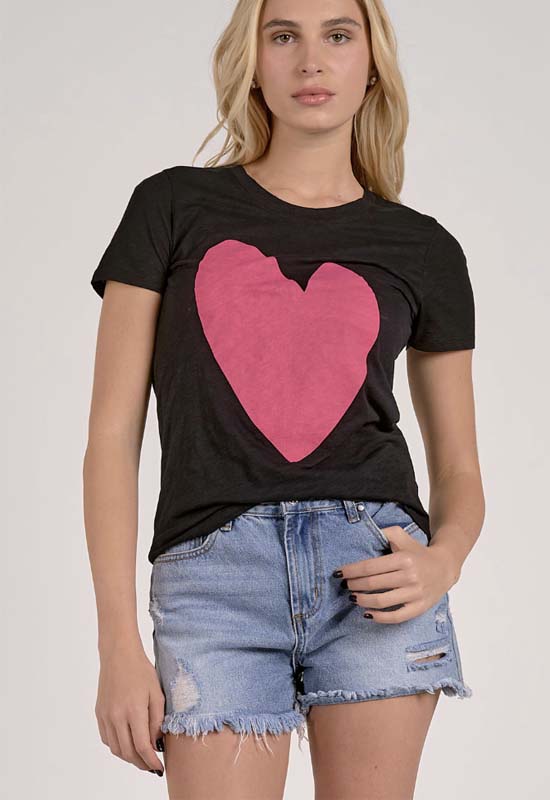 Elan - Heart Crew Tee Black Pink