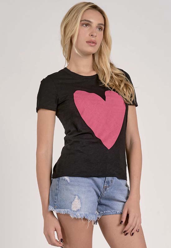 Elan - Heart Crew Tee Black Pink