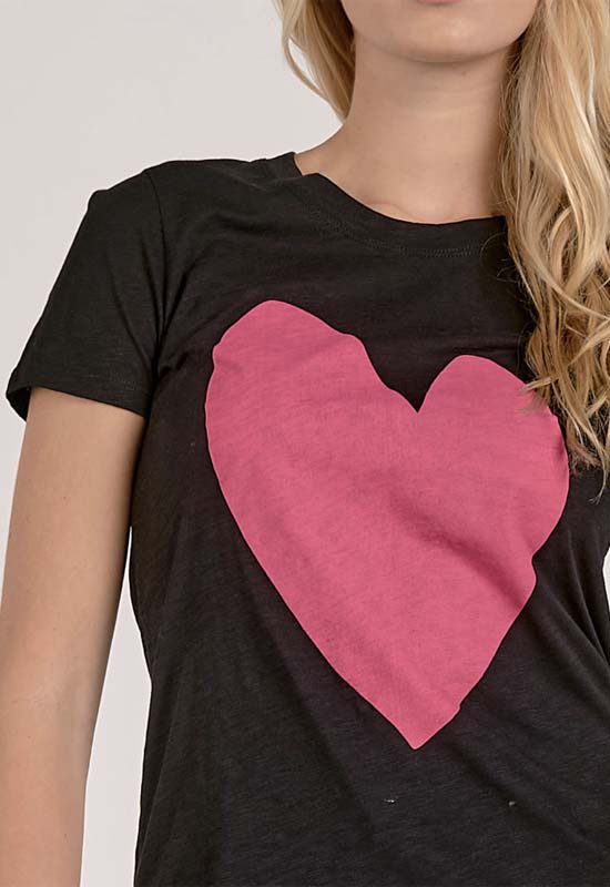 Elan - Heart Crew Tee Black Pink