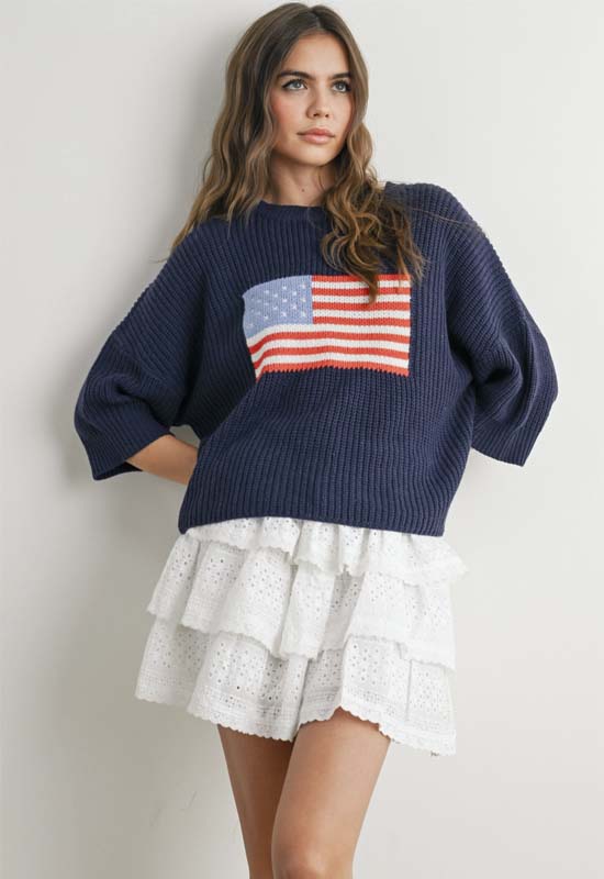 Flag Sweater - Navy Multi