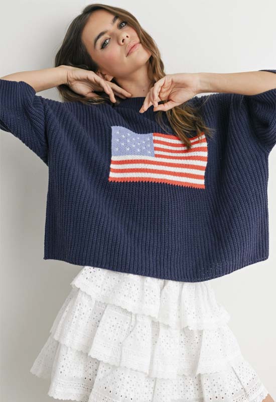 Flag Sweater - Navy Multi