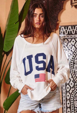 Game Day USA Flag Top - Off White