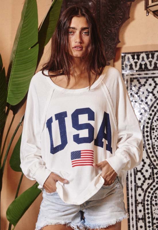 Game Day USA Flag Top - Off White