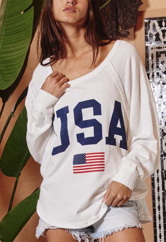 Game Day USA Flag Top - Off White