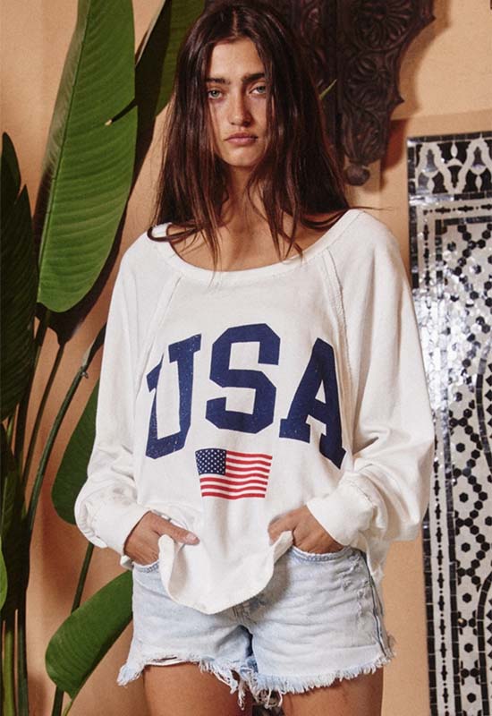 Game Day USA Flag Top - Off White