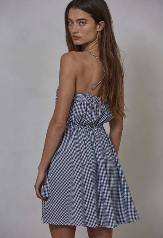 Gingham Mini Dress - Navy Ivory