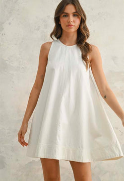 Sleeveless A-Line Dress - White