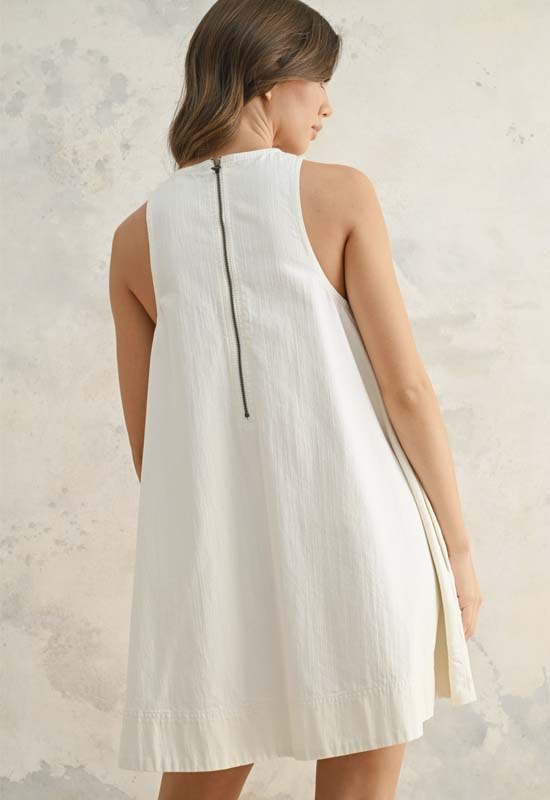 Sleeveless A-Line Dress - White