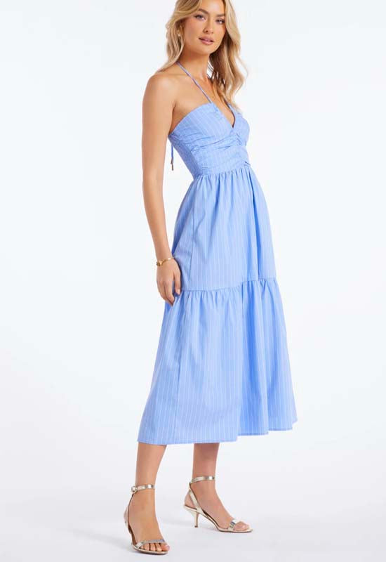 Bishop & Young - Aeris Stripe Halter Dress Blue Stripe