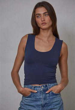 Seemless Double Layered Top - Prussian Blue