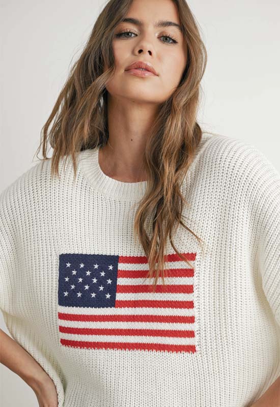 American Flag Sweater - Ivory Multi