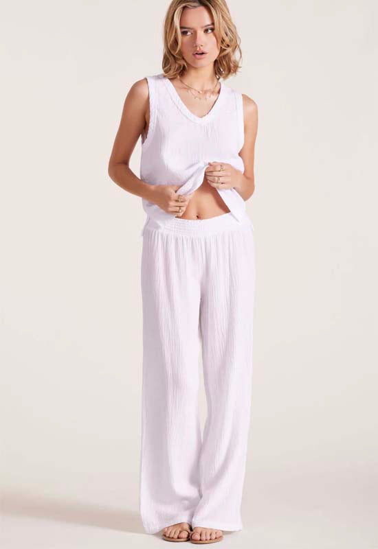 Bobi - V-Neck Raw Edge Tank White