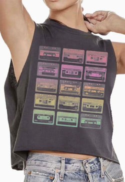 Prince Peter Collection - Casstte Muscle Tee Off Black Rainbow