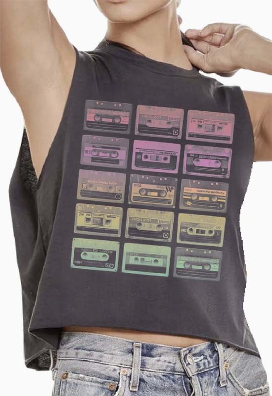 Prince Peter Collection - Casstte Muscle Tee Off Black Rainbow