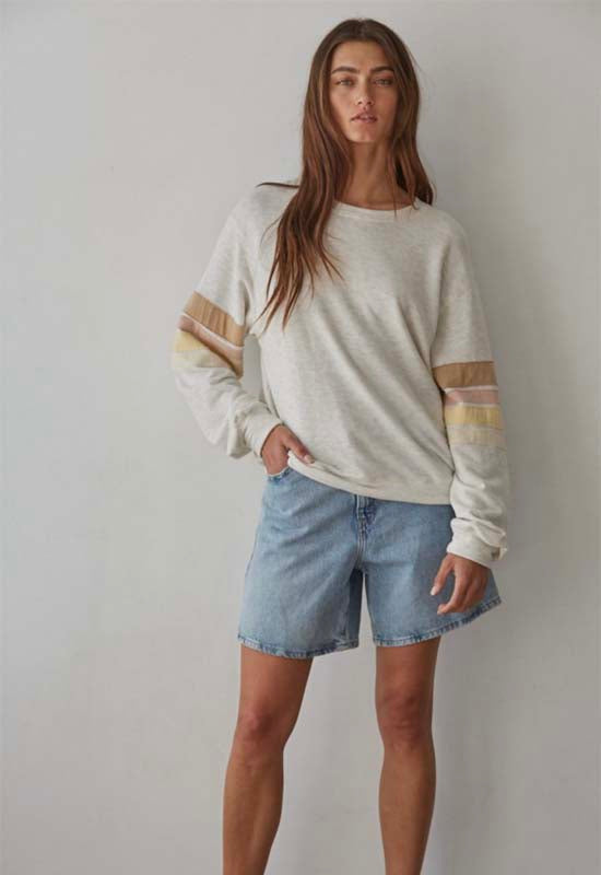 Crew Neck Long Sleeve Pullover - Oatmeal
