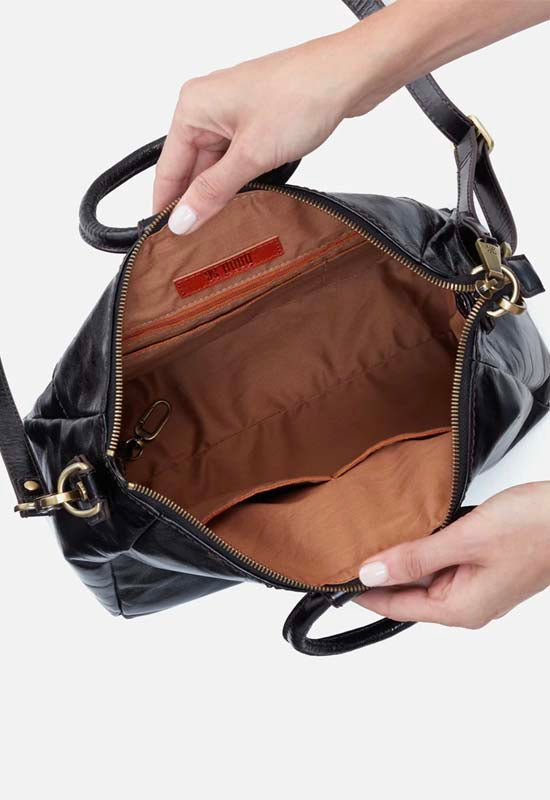 Hobo - Sheila Medium Satchel Black Ploished Leather