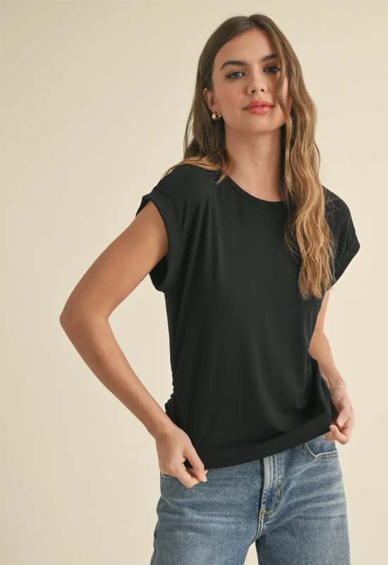 Ruching Detail Top - Black