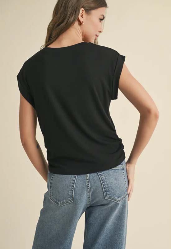 Ruching Detail Top - Black