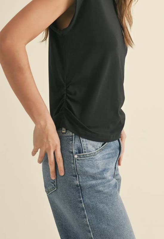 Ruching Detail Top - Black