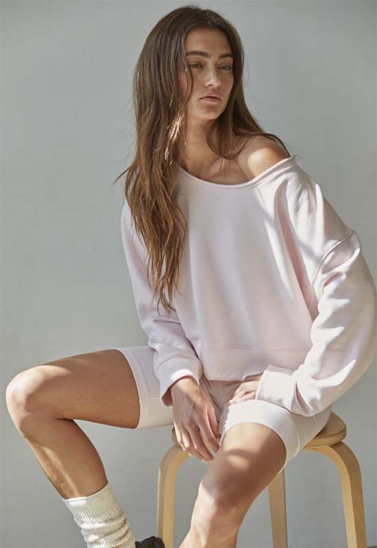Garment Washed Pullover - Baby Pink
