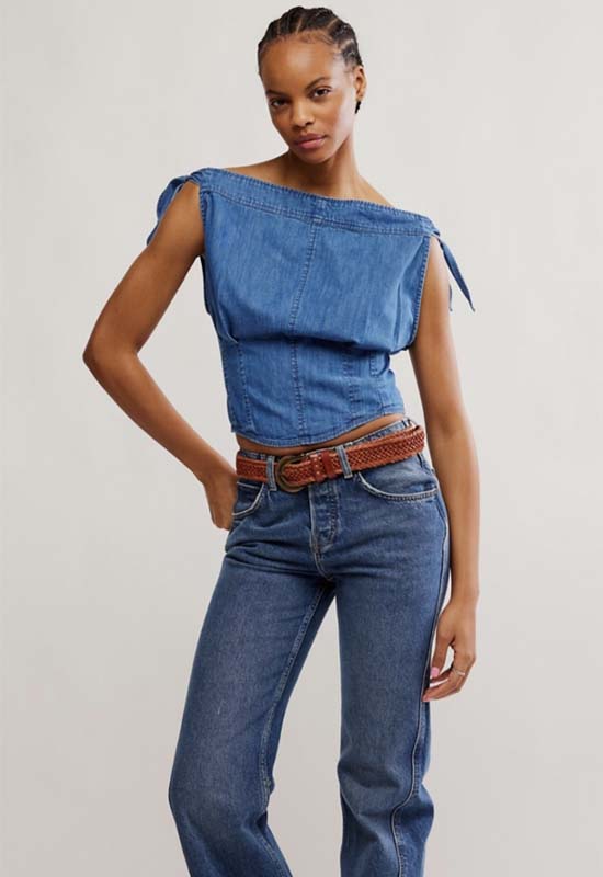 Free People - Louie Indigo Top Dark Medium Wash