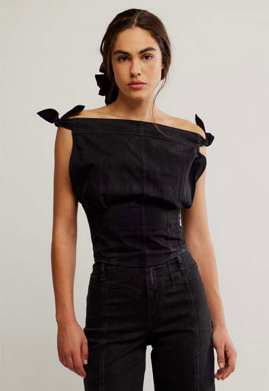 Free People Louie Indigo Top Black