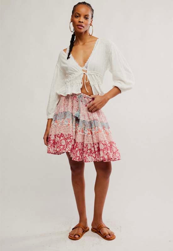 Free People - Many Layers Printed Skirt Sun Faded