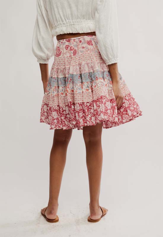 Free People - Many Layers Printed Skirt Sun Faded