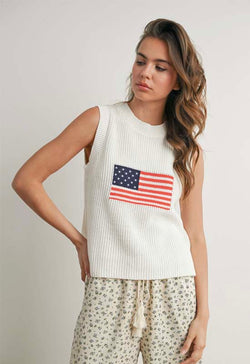 American Flag Vest - Ivory