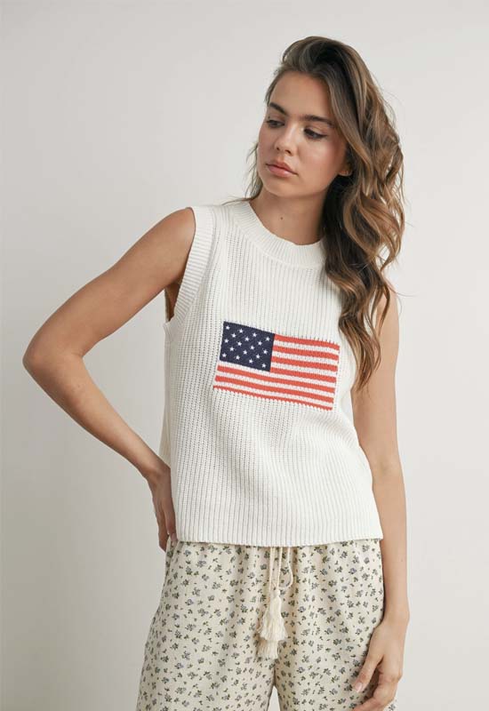 American Flag Vest - Ivory