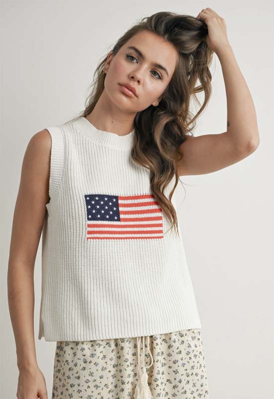 American Flag Vest - Ivory