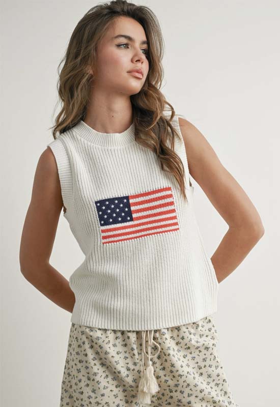 American Flag Vest - Ivory