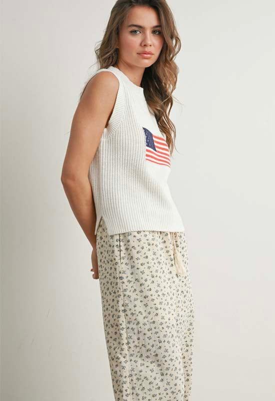 American Flag Vest - Ivory