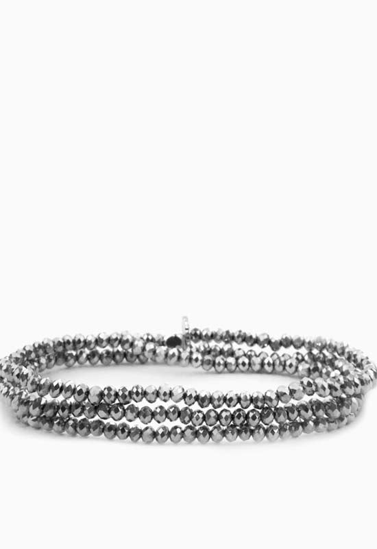 Mini Stretch Beaded Bracelet - Silver