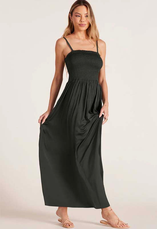 Bobi - Smocked Maxi Dress Army