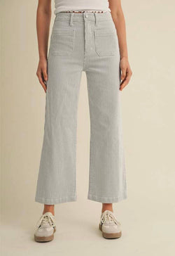 Just Black - Patch Pocket Wide Leg Stripe Jean