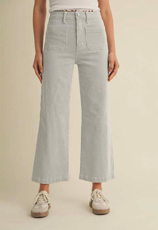 Just Black - Patch Pocket Wide Leg Stripe Jean