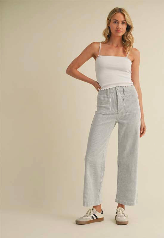 Just Black - Patch Pocket Wide Leg Stripe Jean