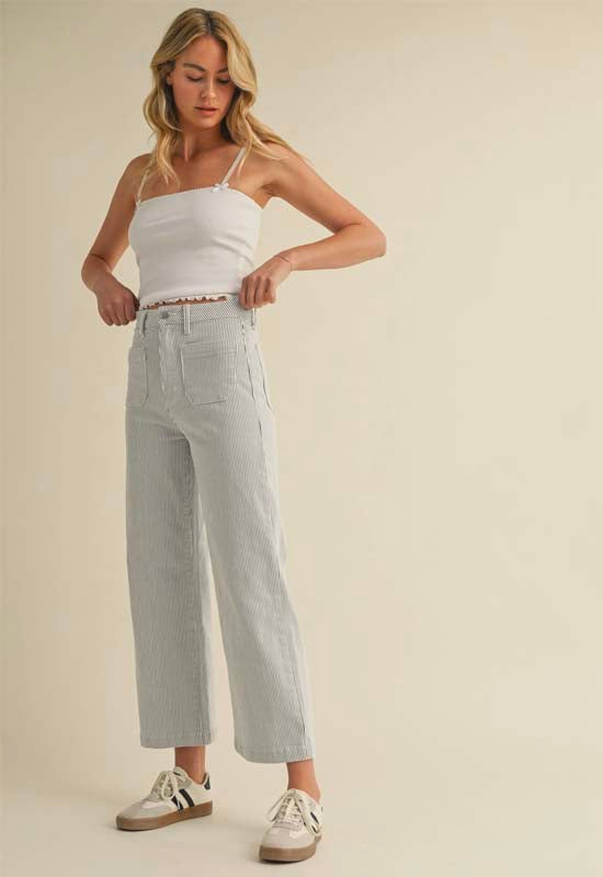 Just Black - Patch Pocket Wide Leg Stripe Jean