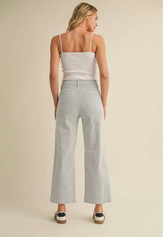 Just Black - Patch Pocket Wide Leg Stripe Jean