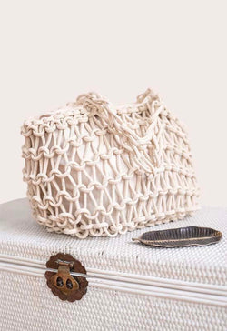 Debbie Katz - Savannah Crochet Tote Cream