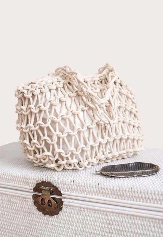 Debbie Katz - Savannah Crochet Tote Cream