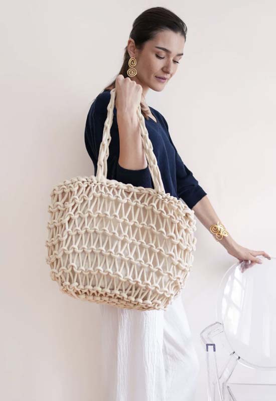 Debbie Katz - Savannah Crochet Tote Cream