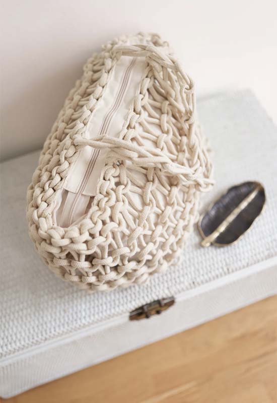Debbie Katz - Savannah Crochet Tote Cream