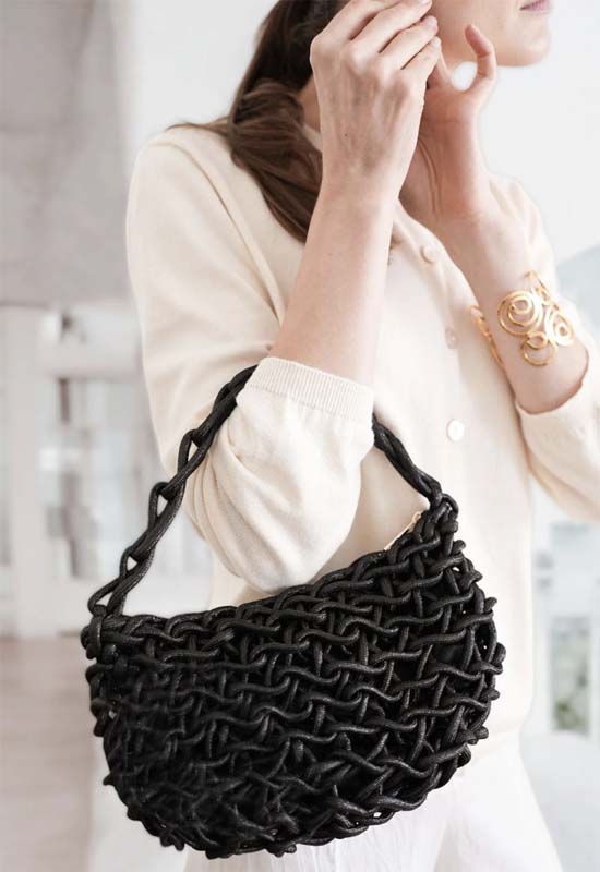 Debbie Katz - Nicole Crochet Metalic Small Bag Black