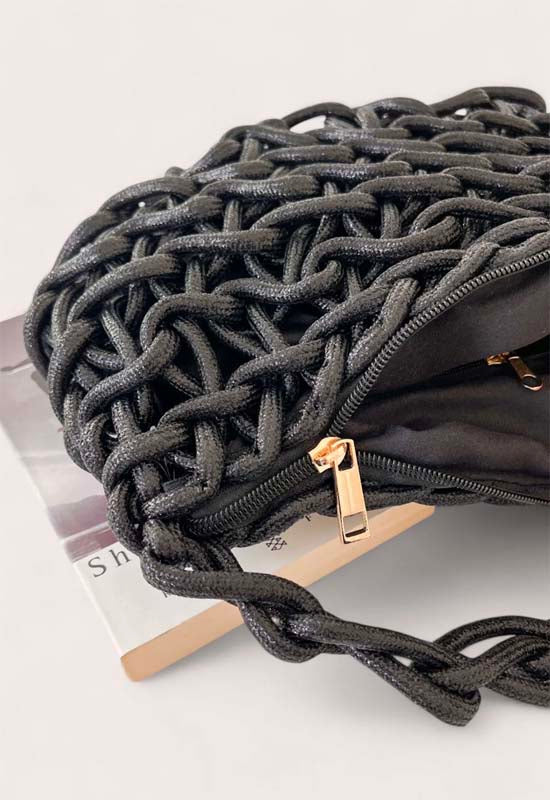 Debbie Katz - Nicole Crochet Metalic Small Bag Black