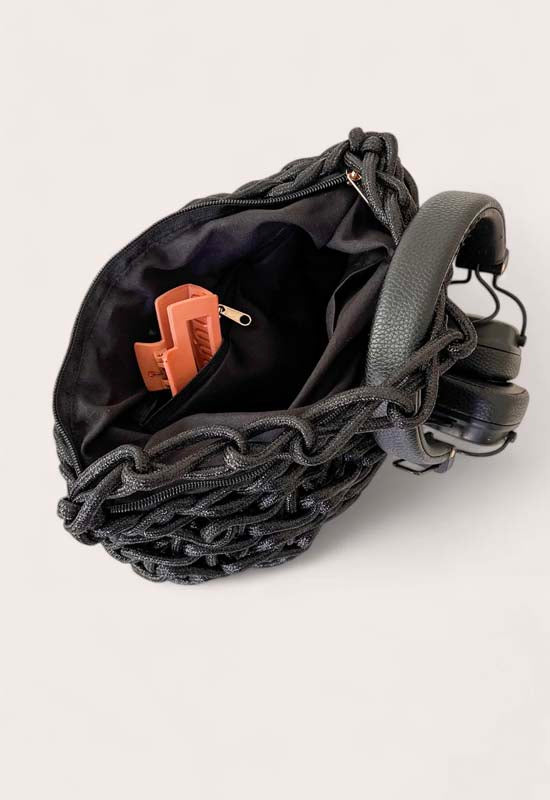 Debbie Katz - Nicole Crochet Metalic Small Bag Black