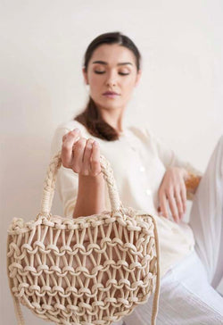 Debbie Katz - Paris Crochet Knit Handbag Cream