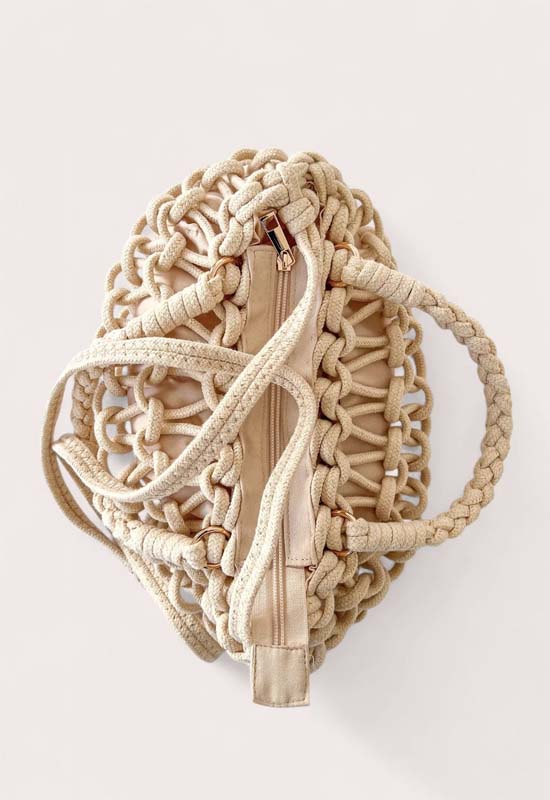 Debbie Katz - Paris Crochet Knit Handbag Cream