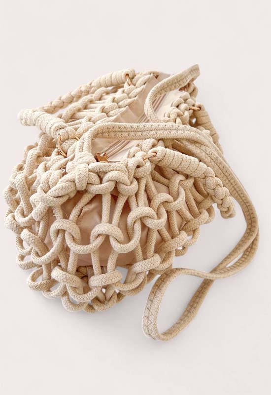 Debbie Katz - Paris Crochet Knit Handbag Cream